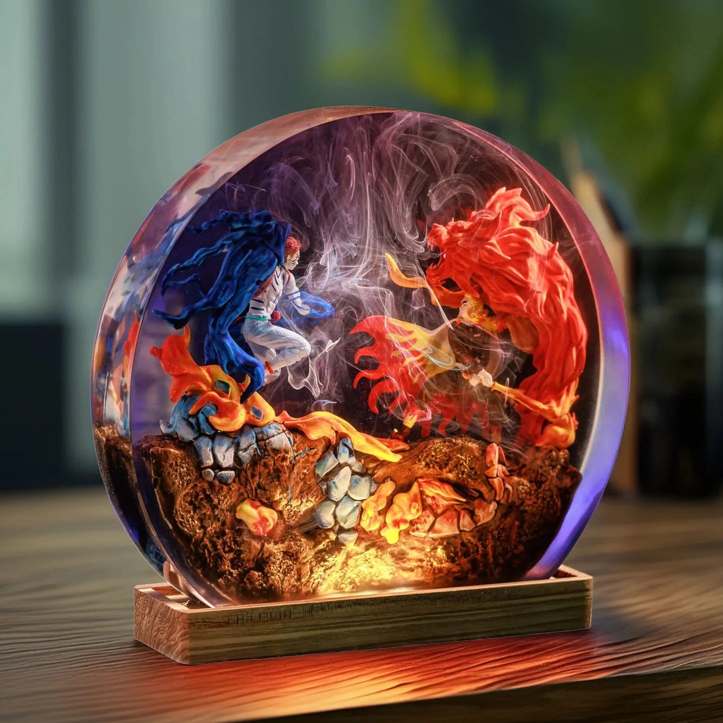 Akaza vs Rengoku Resin Diorama Lamp Demon Slayer