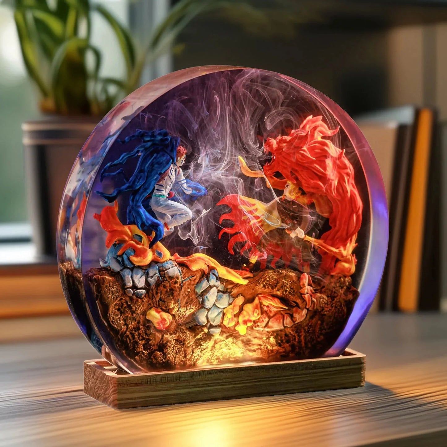 Akaza vs Rengoku Resin Diorama Lamp Demon Slayer