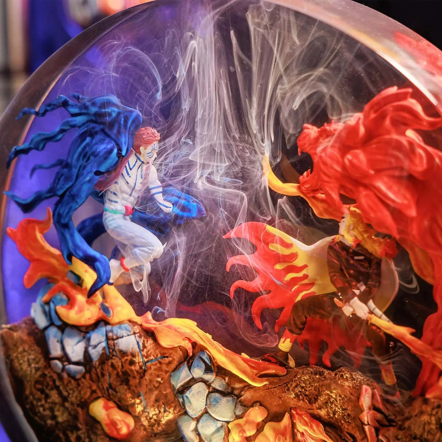 Akaza vs Rengoku Resin Diorama Lamp Demon Slayer