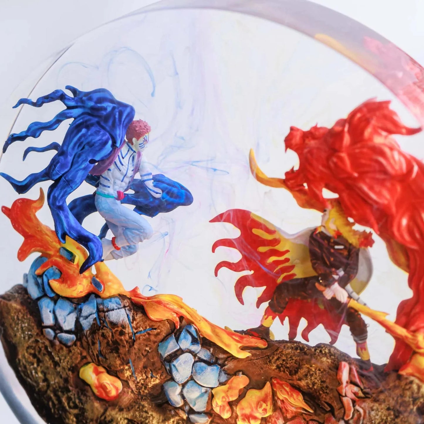 Akaza vs Rengoku Resin Diorama Lamp Demon Slayer