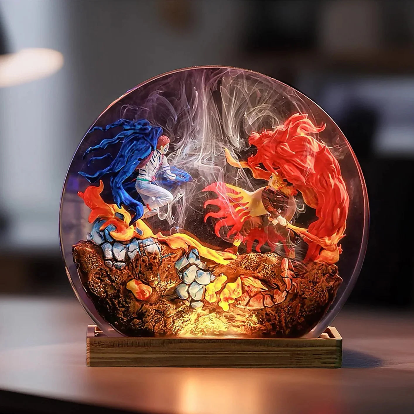 Akaza vs Rengoku Resin Diorama Lamp Demon Slayer