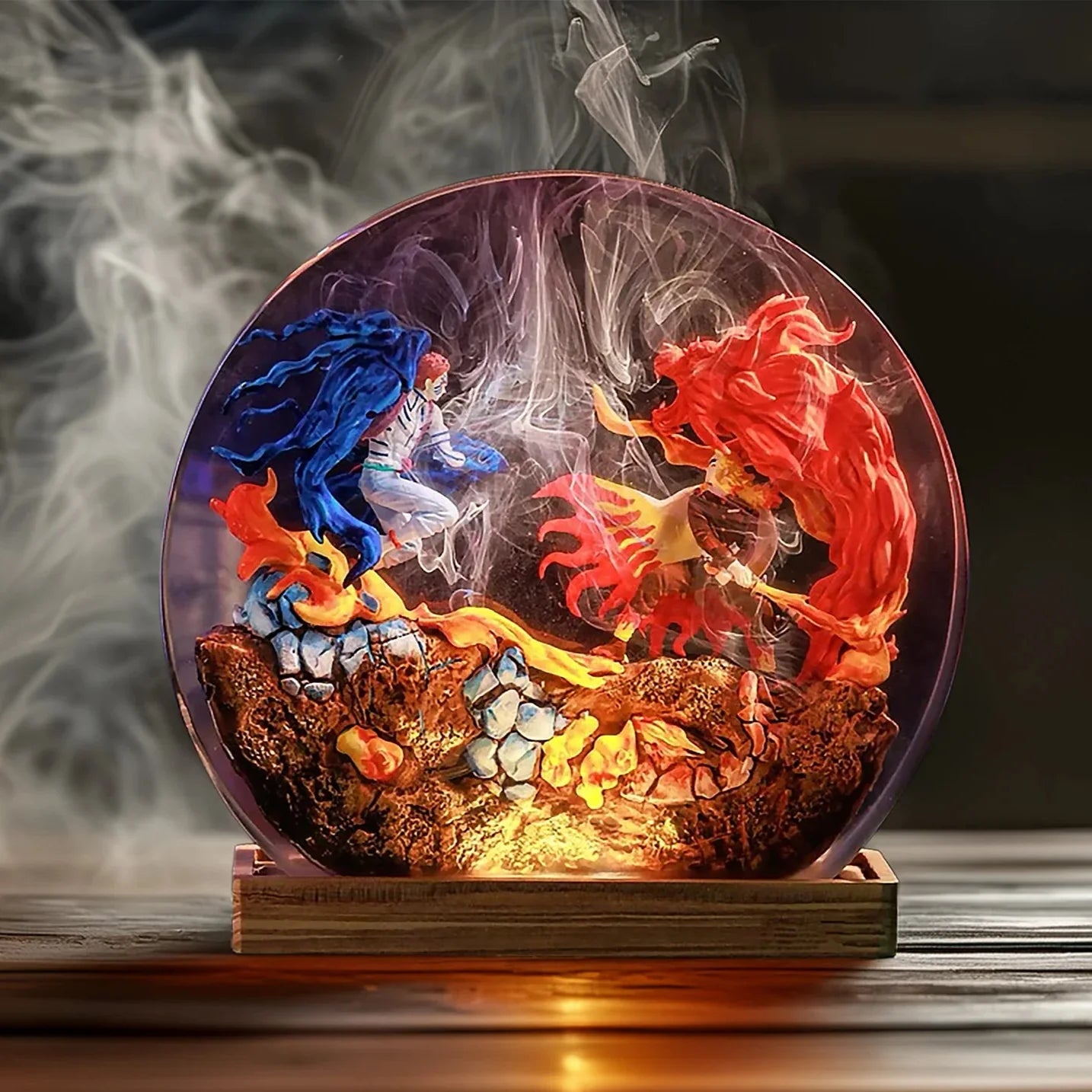 Akaza vs Rengoku Resin Diorama Lamp Demon Slayer