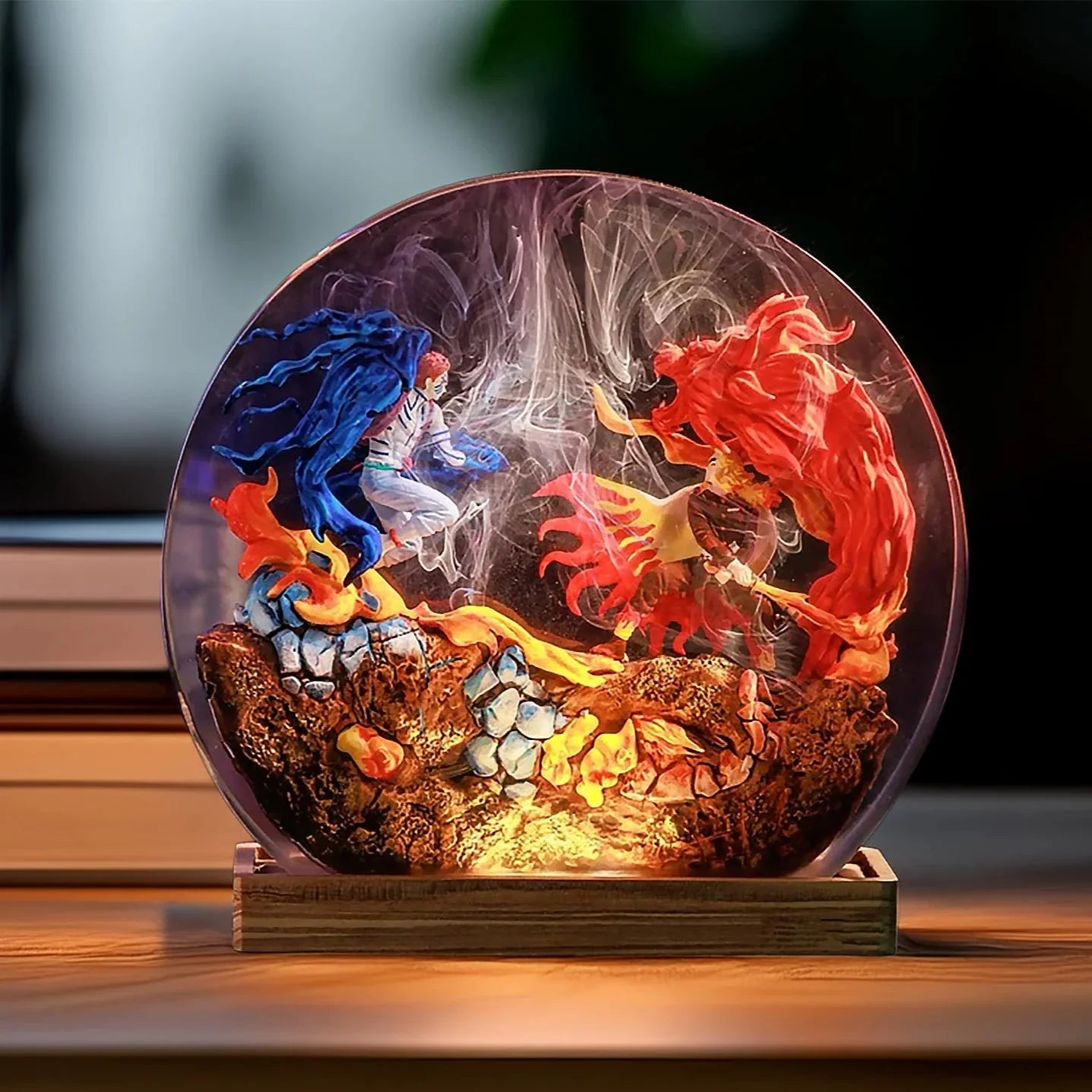 Akaza vs Rengoku Resin Diorama Lamp Demon Slayer