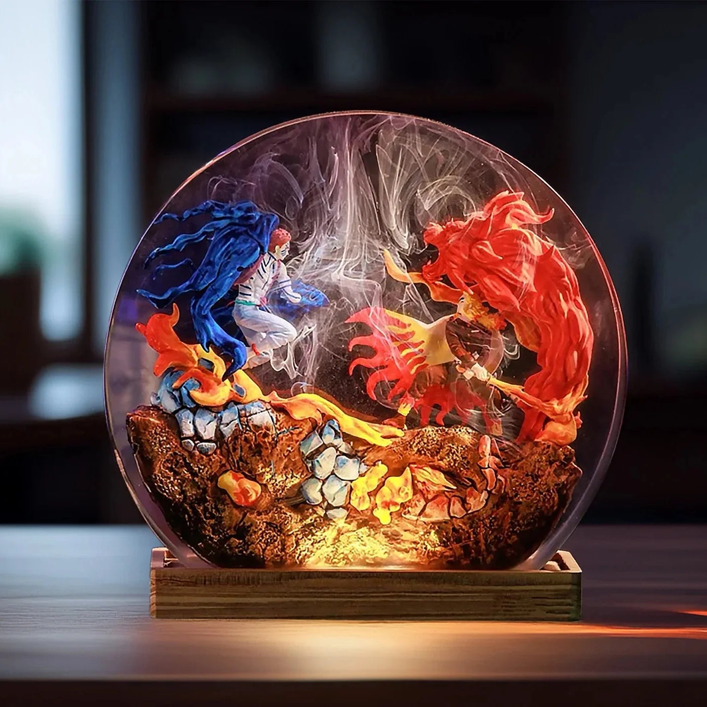 Akaza vs Rengoku Resin Diorama Lamp Demon Slayer