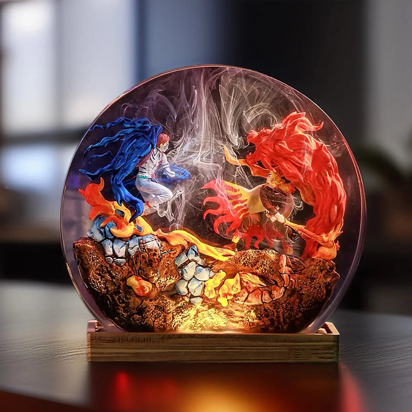 Akaza vs Rengoku Resin Diorama Lamp Demon Slayer