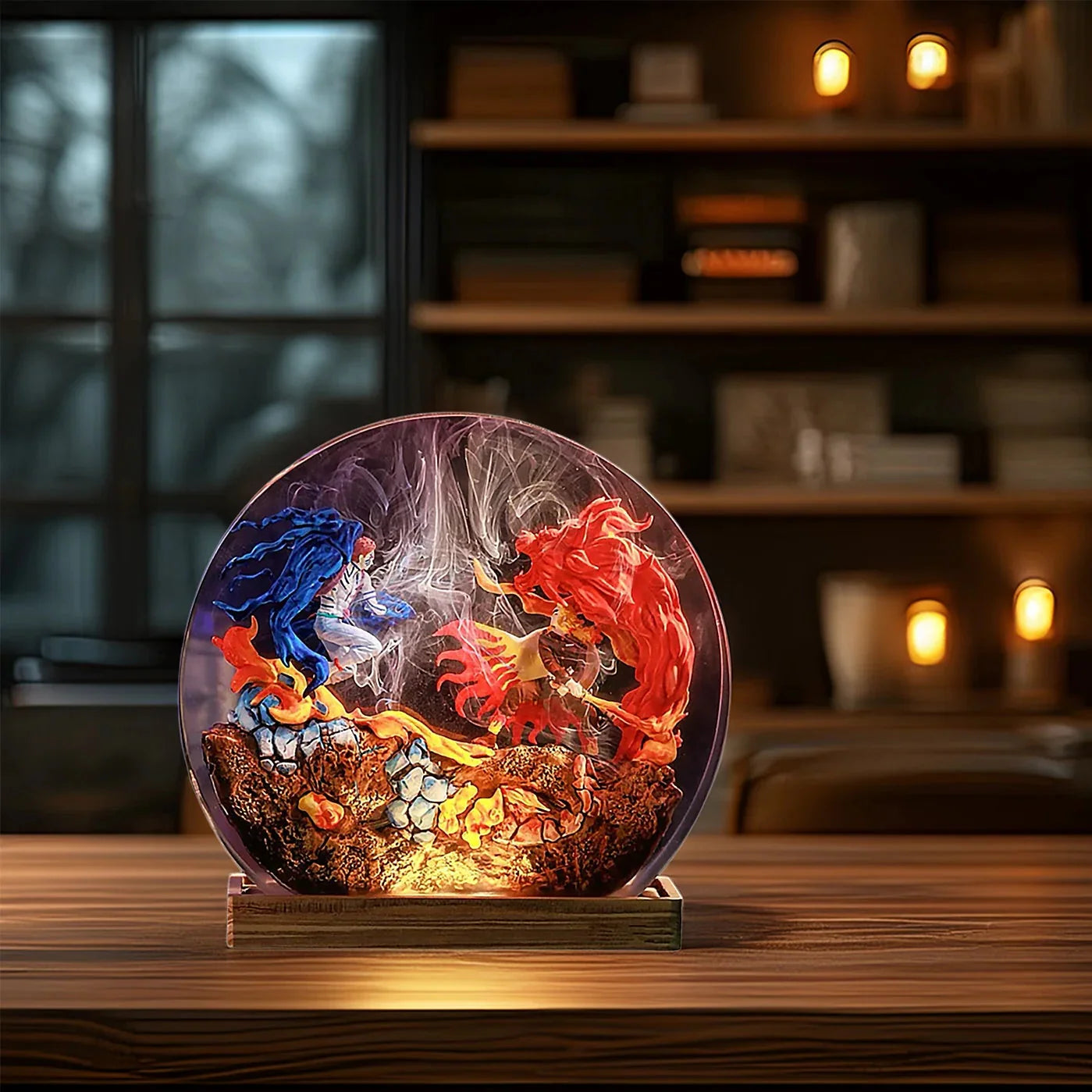Akaza vs Rengoku Resin Diorama Lamp Demon Slayer