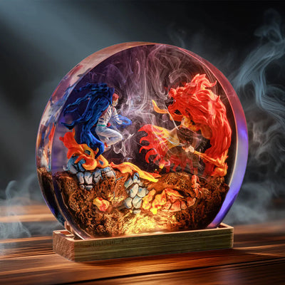 Akaza vs Rengoku Resin Diorama Lamp  Demon Slayer