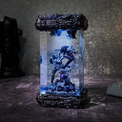 Alien Vs Predator Xenomorph Resin Wood Lamp Custom Epoxy Resin Lamp