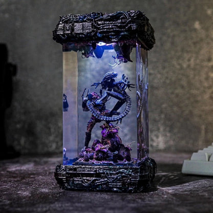 Alien Vs Predator Xenomorph Resin Wood Lamp Custom Epoxy Resin Lamp