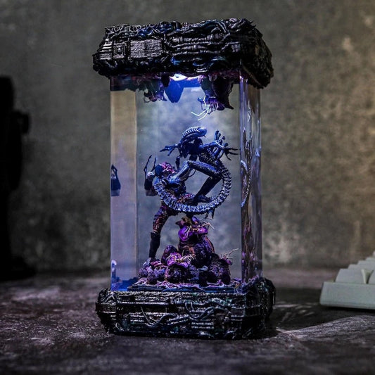 Alien Vs Predator Xenomorph Resin Wood Lamp Custom Epoxy Resin Lamp